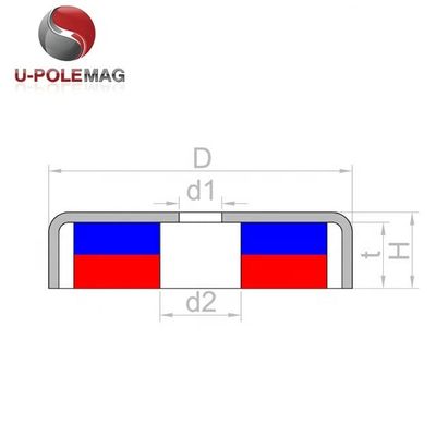 UPN04-75 350lbs ネオジウム釣り磁石 眼栓と/-0.1mm 容量フックタイプ