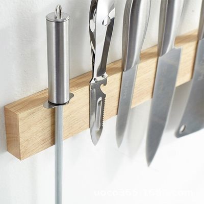木製の磁石ストライプラック 磁気ナイフホルダー 磁気吸着 ハングレバー キッチンアクセサリー