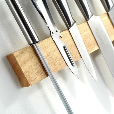 木製の磁石ストライプラック 磁気ナイフホルダー 磁気吸着 ハングレバー キッチンアクセサリー