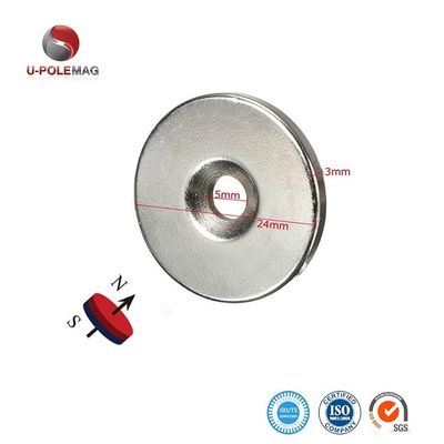 Rare Earth Hollow Circle Disc Magnet N52 Countersunk Hole 10 と ±10% 許容度がある